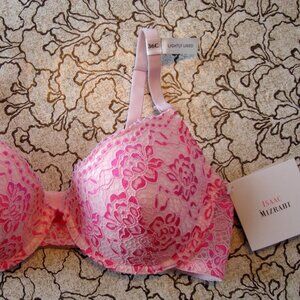 NWT Isaac Mizrahi 36C Pink Lace Lightly Lined T-shirt Bra Convertible Straps
